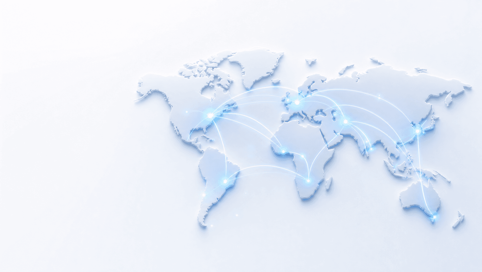 A world map with glowing lines linking countries by call